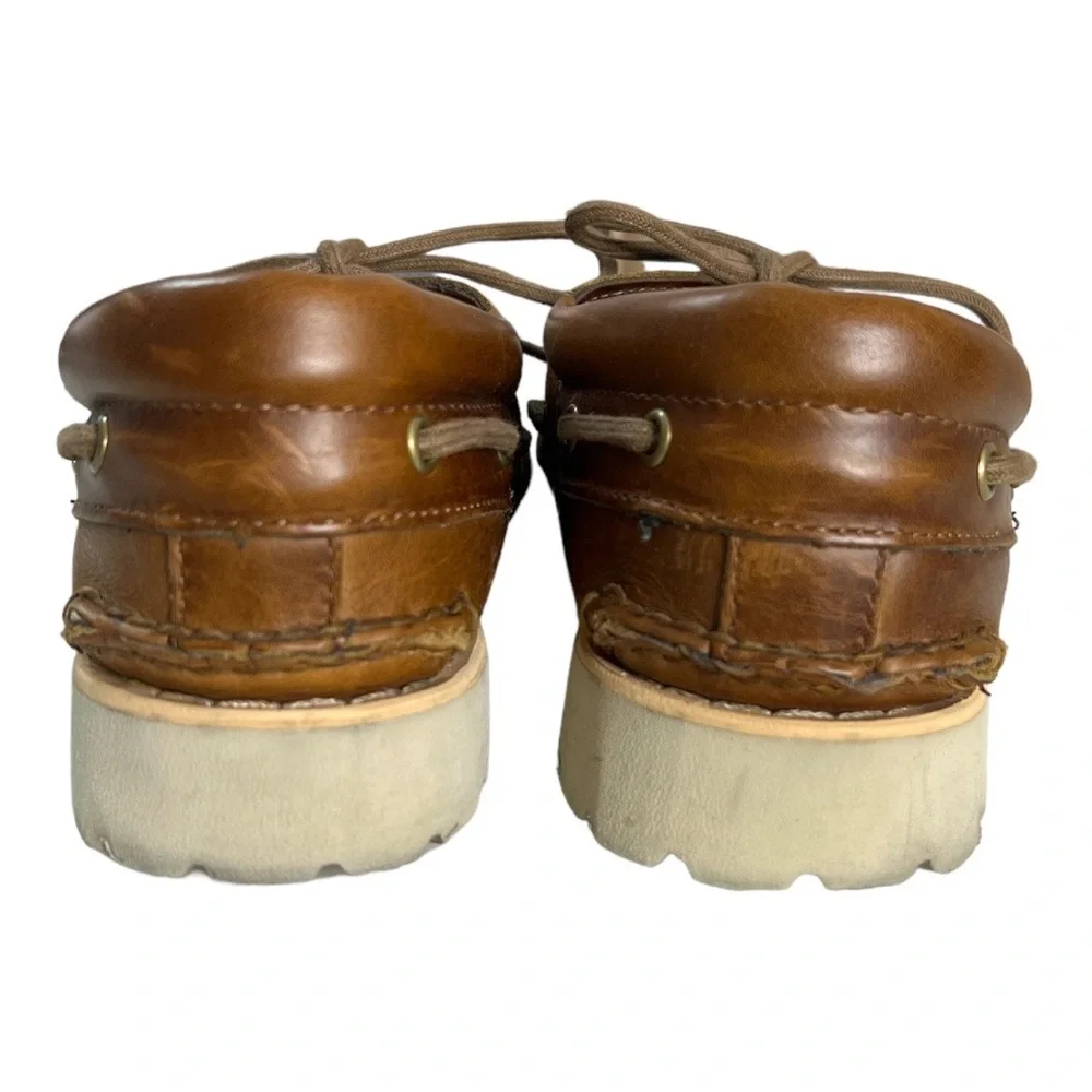 Timberland Slip On‎ Loafers Brown Leather Off White Chunky Soles Lace Up